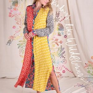 NEW bohemian shirt dress maxi length